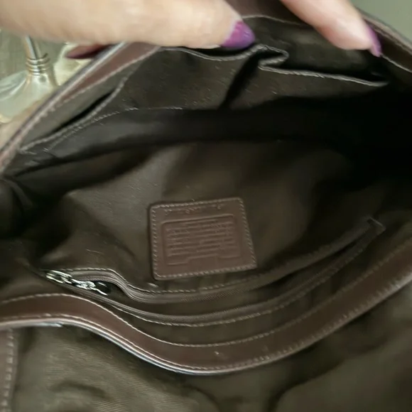 Coach Brown Leather Shoulder Bag with Silver Buckle - Picture 4 of 6